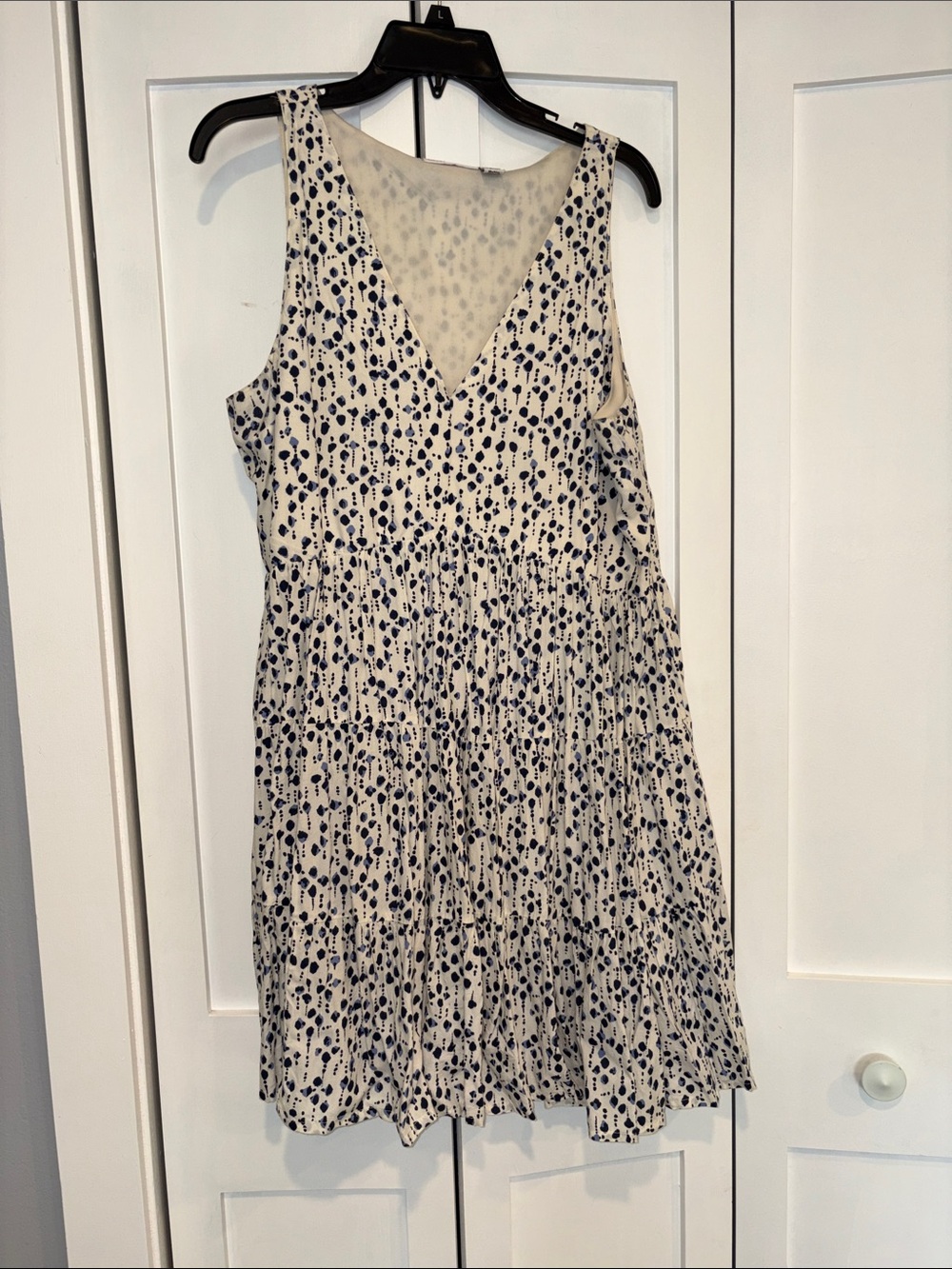 Sincerely Jules White Dress with Navy Dot Print